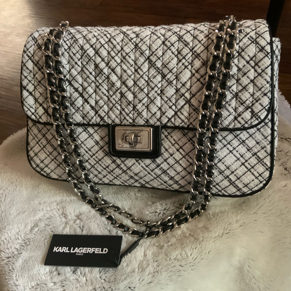Karl Lagerfeld Monochrome Quilted Shoulder Bag